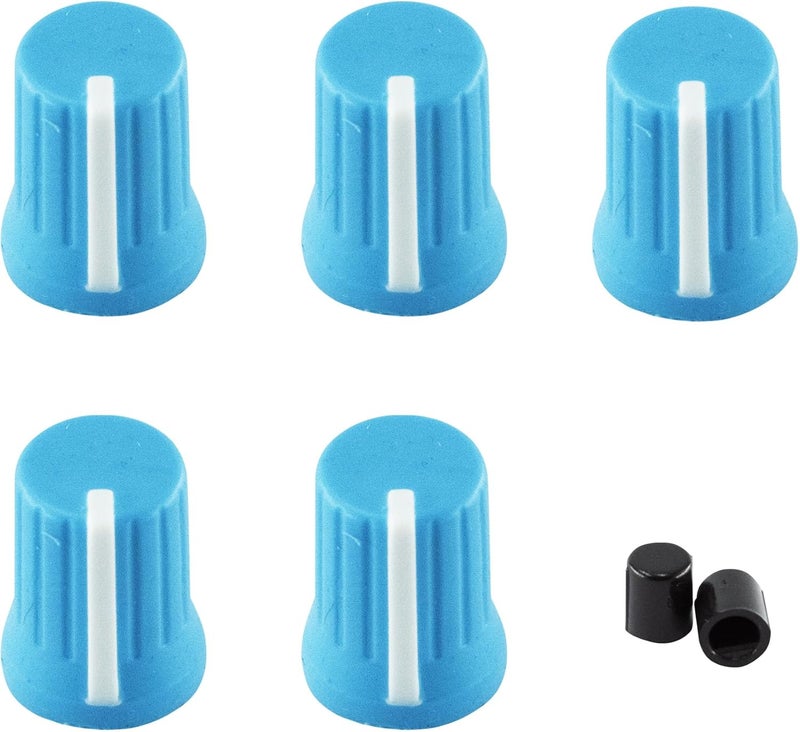 AUXBC 6mm D Shaft Rubber Potentiometer Control Knobs, Pioneer knob DJM Mixer Volume EQ Knob for Electric Guitar DJ Controller Mixer Console Volume Tone Knob, 5pcs, Blue - Image 1